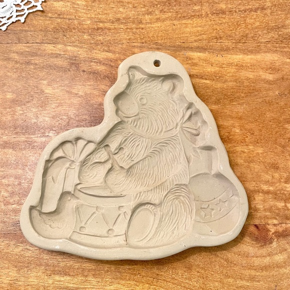 Vintage Kitchen Vintage Clay Cookie Mold Bear Playing A Drum Poshmark